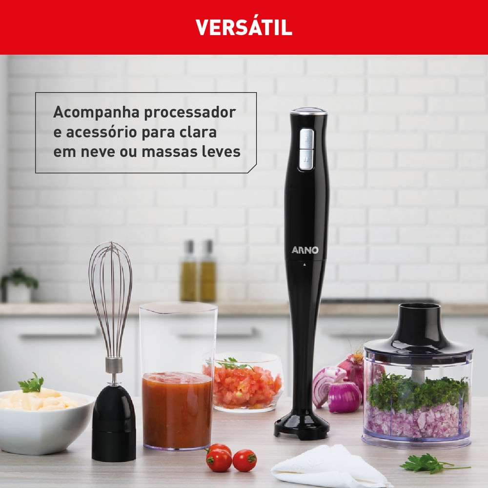 Mixer Portátil Arno Turbomix Pro 3 em 1 Inox com 400W e Copo Medidor MX31