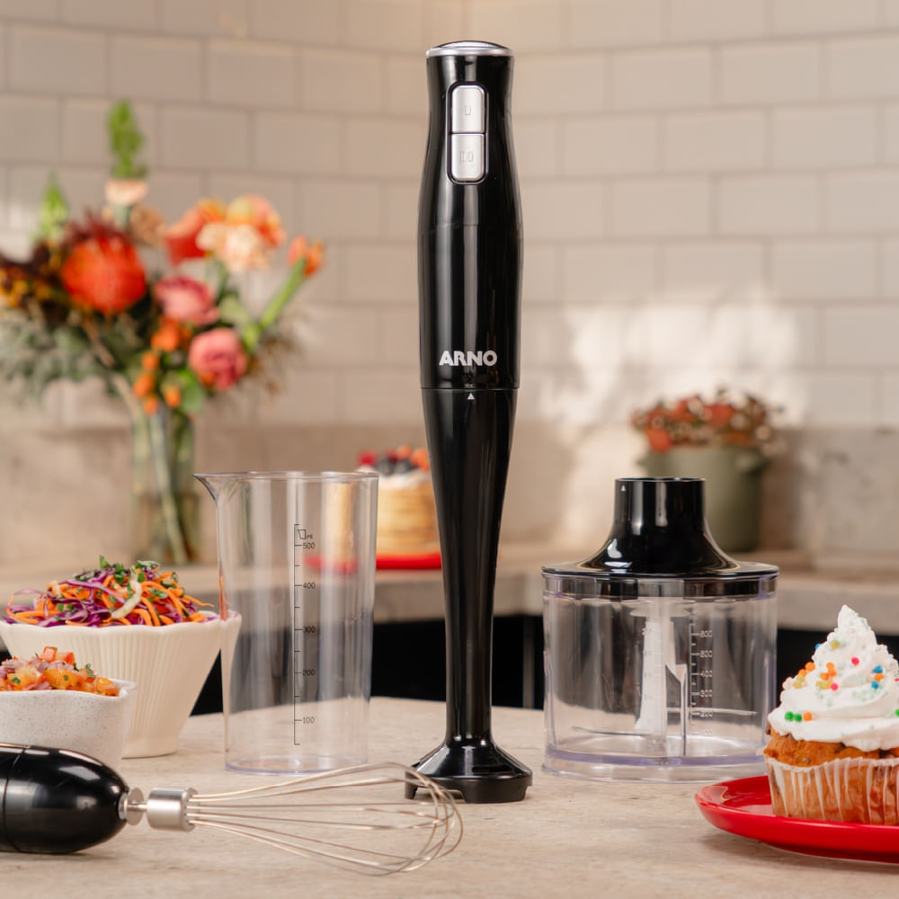 Mixer Portátil Arno Turbomix Pro 3 em 1 Inox com 400W e Copo Medidor MX31