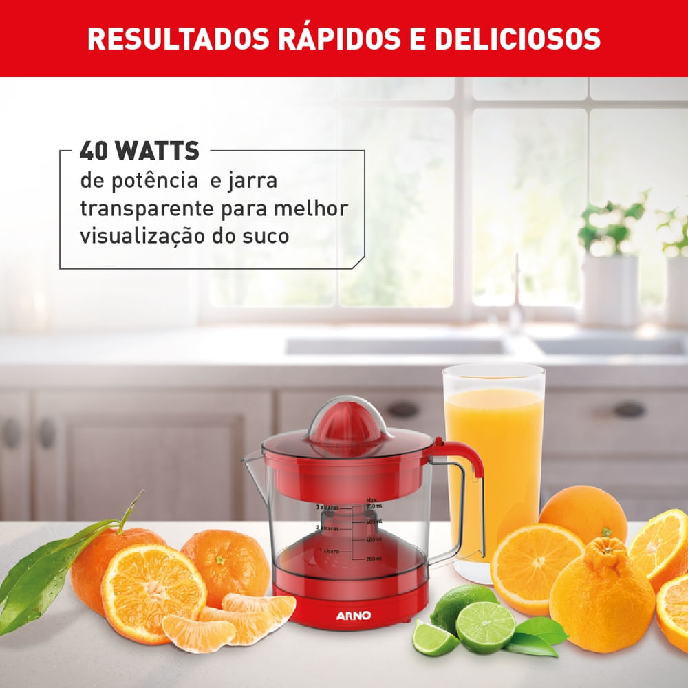 Espremedor de Frutas Arno Suco Express 40W e 750ml de Capacidade Vermelho CP32