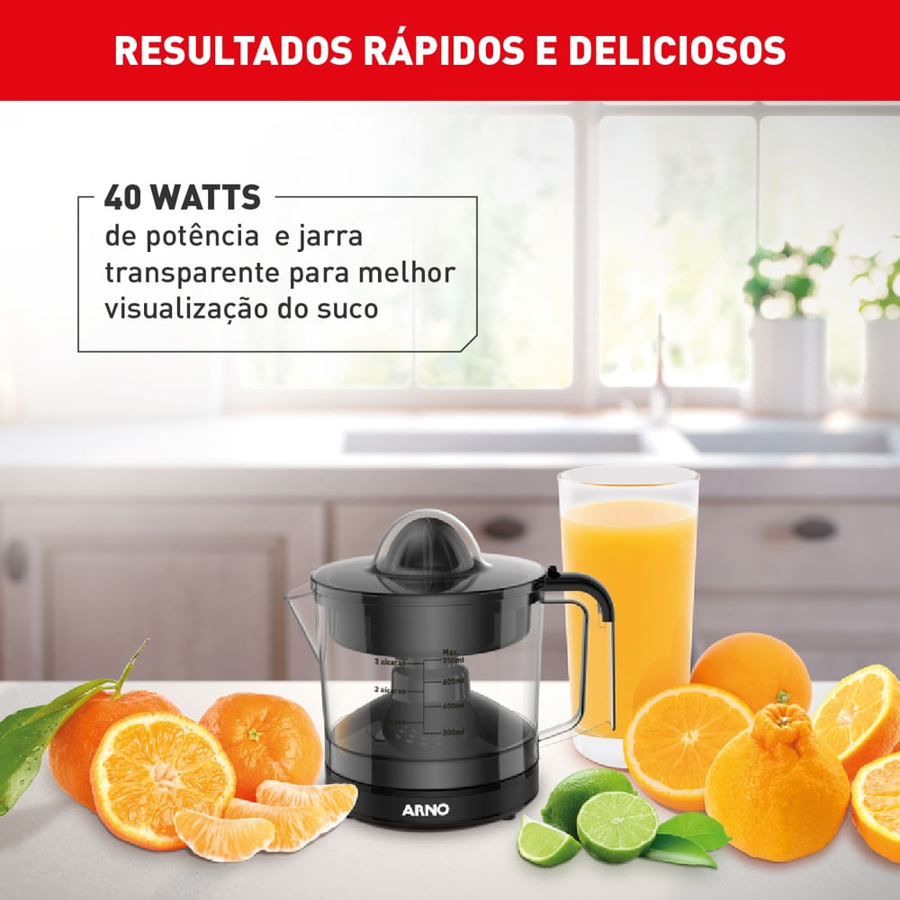 Espremedor de Frutas Arno Suco Express 40W e 750ml de Capacidade Preto CP31