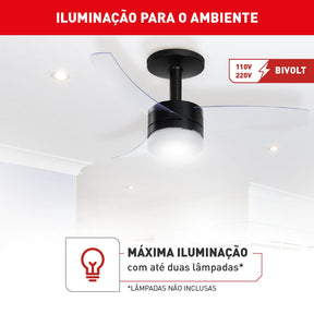 Ventilador de Teto Arno Ultimate Bivolt Preto com 3 Pás e Controle Remoto VX14