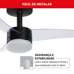 Ventilador de Teto Arno Ultimate Bivolt Preto com 3 Pás e Controle Remoto VX14