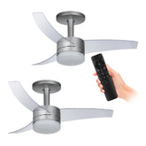 Kit 2 Ventiladores de Teto Arno Ultimate Bivolt Prata com 3 Pás e Controle Remoto VX15