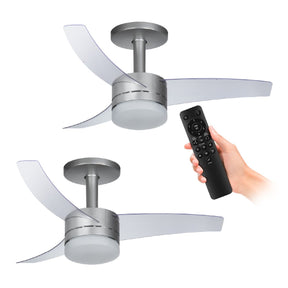 Kit 2 Ventiladores de Teto Arno Ultimate Bivolt Prata com 3 Pás e Controle Remoto VX15