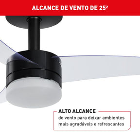 Kit 3 Ventiladores de Teto Arno Ultimate Bivolt Preto com 3 Pás e Controle Remoto VX14