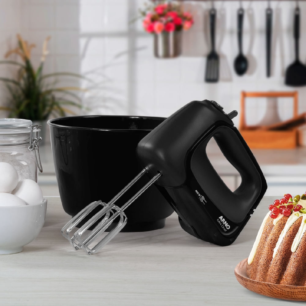 Batedeira Arno Mini Chef Portátil 400W Compacta com 4 velocidades e Função Pulsar HM01