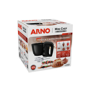 Batedeira Arno Mini Chef Portátil 400W Compacta com 4 velocidades e Função Pulsar HM01