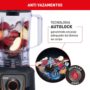 Liquidificador Arno Power Max Autolock 1400W Cinza Chumbo LN81