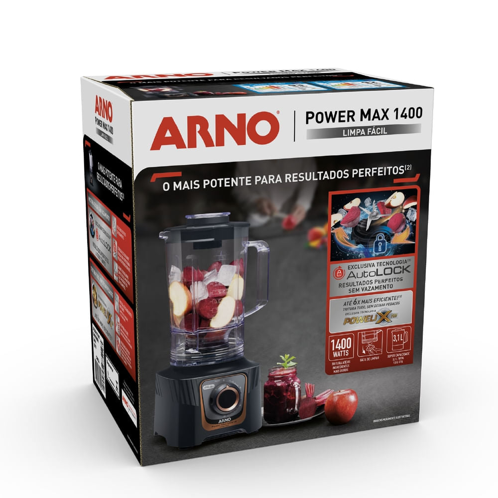 Liquidificador Arno Power Max Autolock 1400W Cinza Chumbo LN81