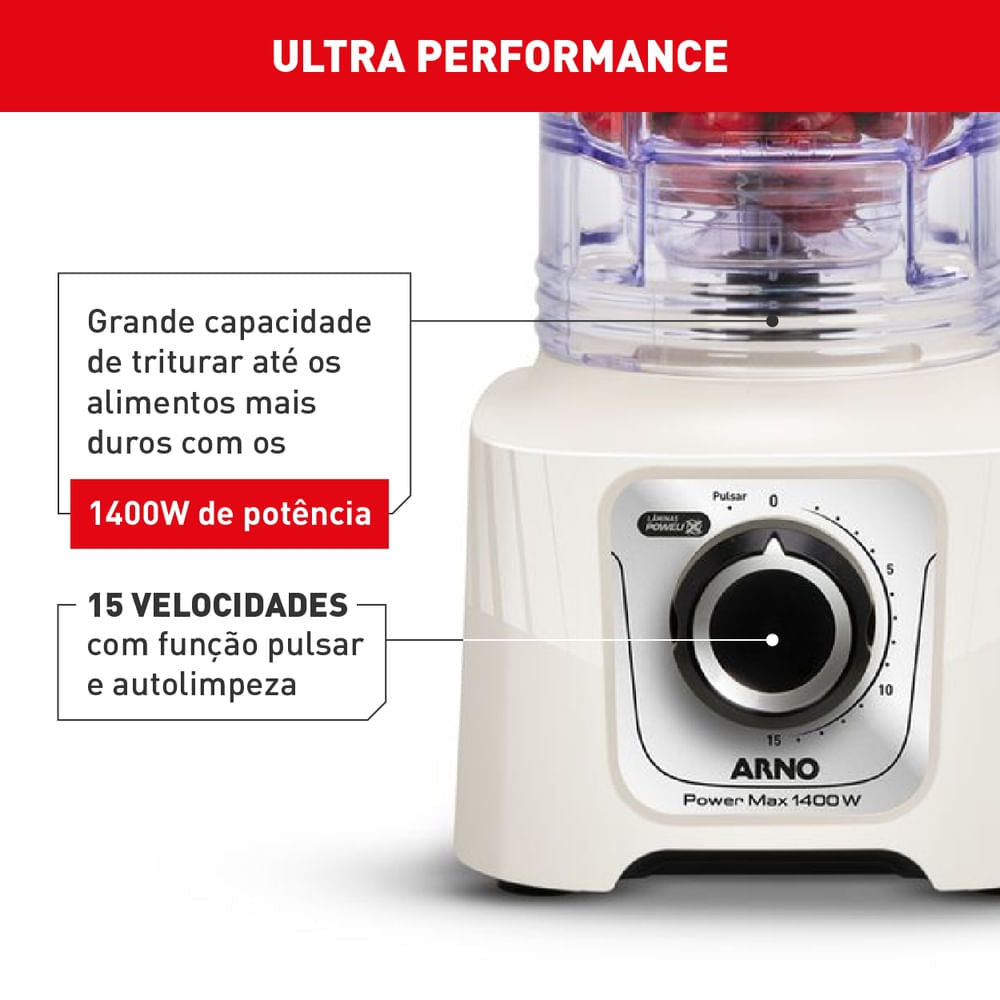 Liquidificador Arno Power Max 1400W Marfim LN64