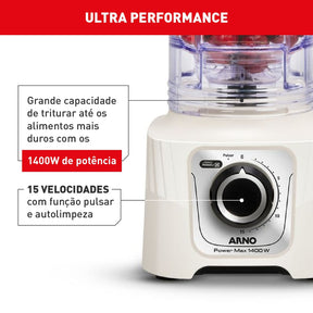 Liquidificador Arno Power Max 1400W Marfim LN64