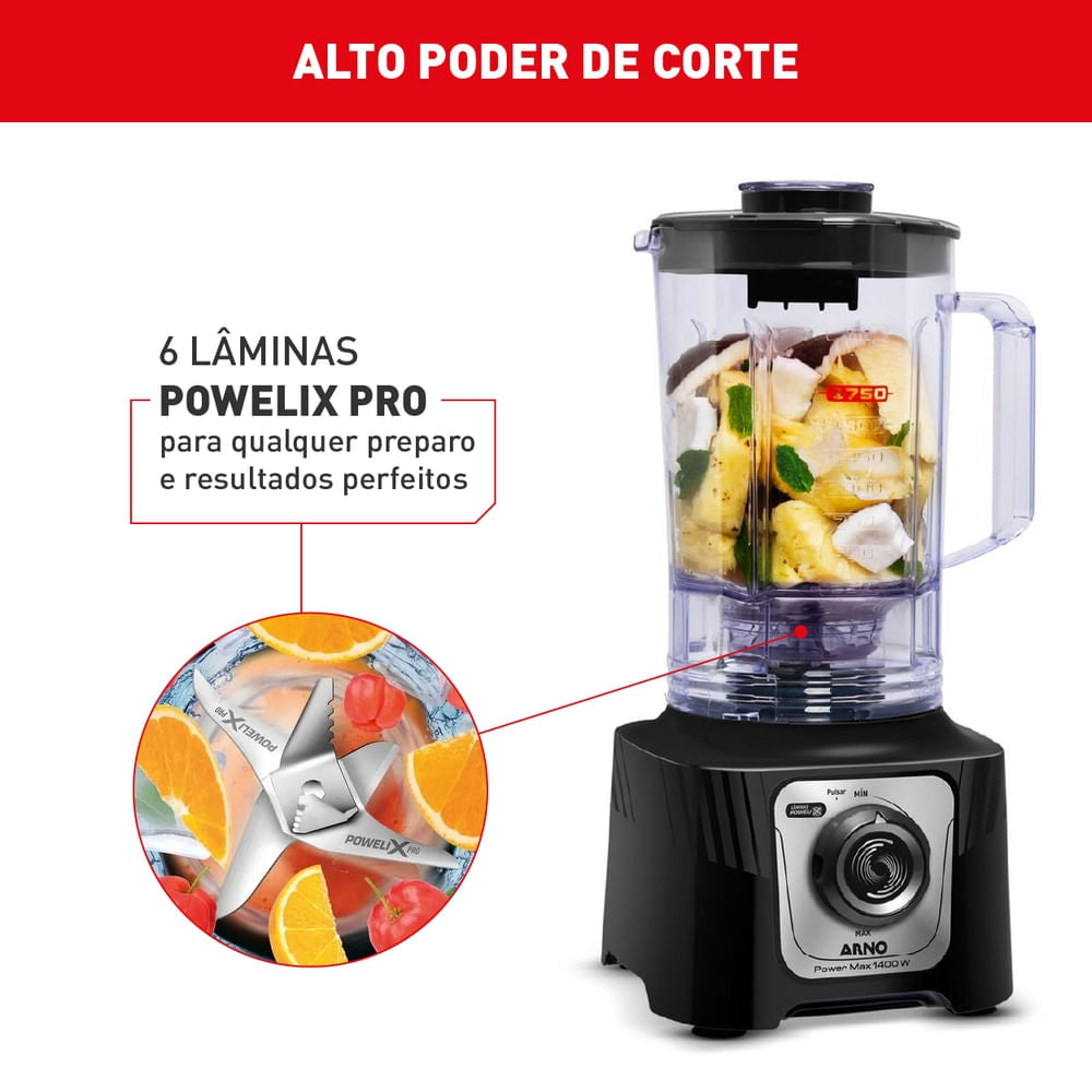 Liquidificador Arno Power Max 1400W Preto LN65