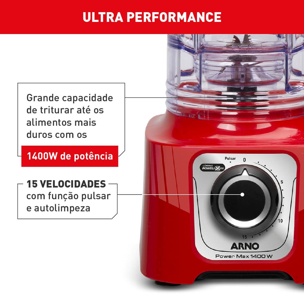 Liquidificador Arno Power Max Vermelho 1400W LN63