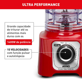 Liquidificador Arno Power Max Vermelho 1400W LN63