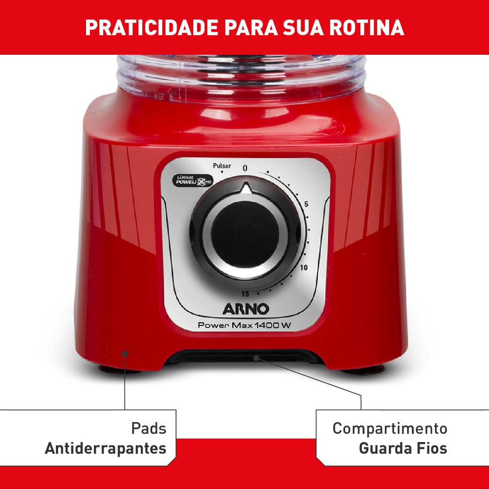 Liquidificador Arno Power Max Vermelho 1400W LN63
