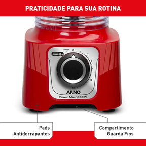 Liquidificador Arno Power Max Vermelho 1400W LN63
