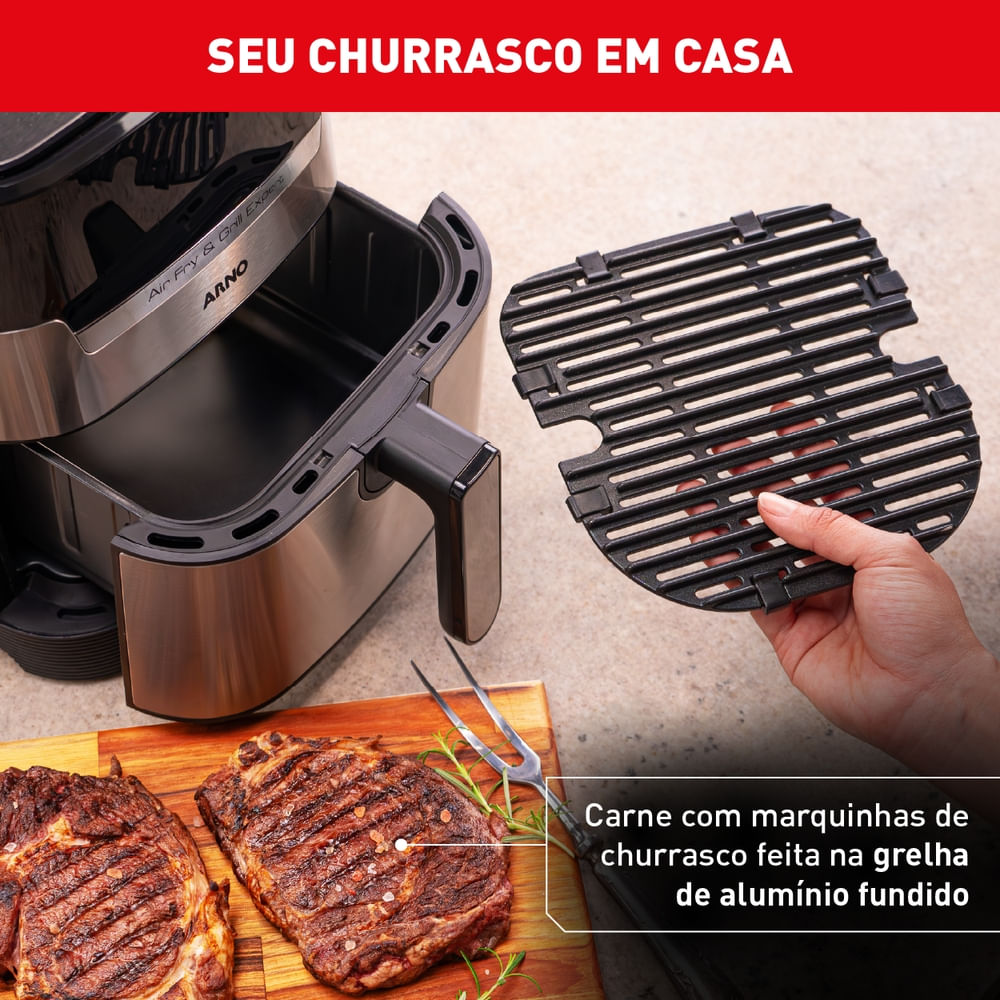 Fritadeira Air Fryer Arno Air Plus Expert & Grill Digital 4,2L Inox UFE2