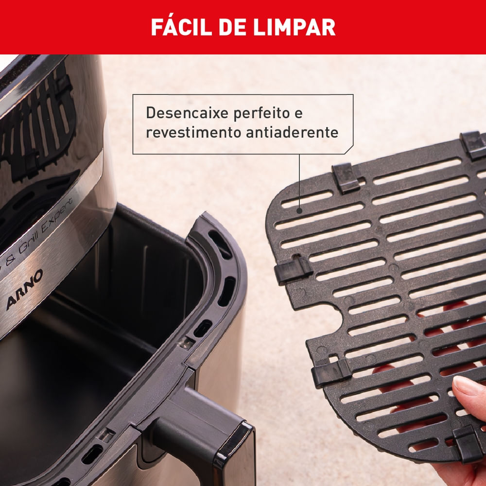 Fritadeira Air Fryer Arno Air Plus Expert & Grill Digital 4,2L Inox UFE2