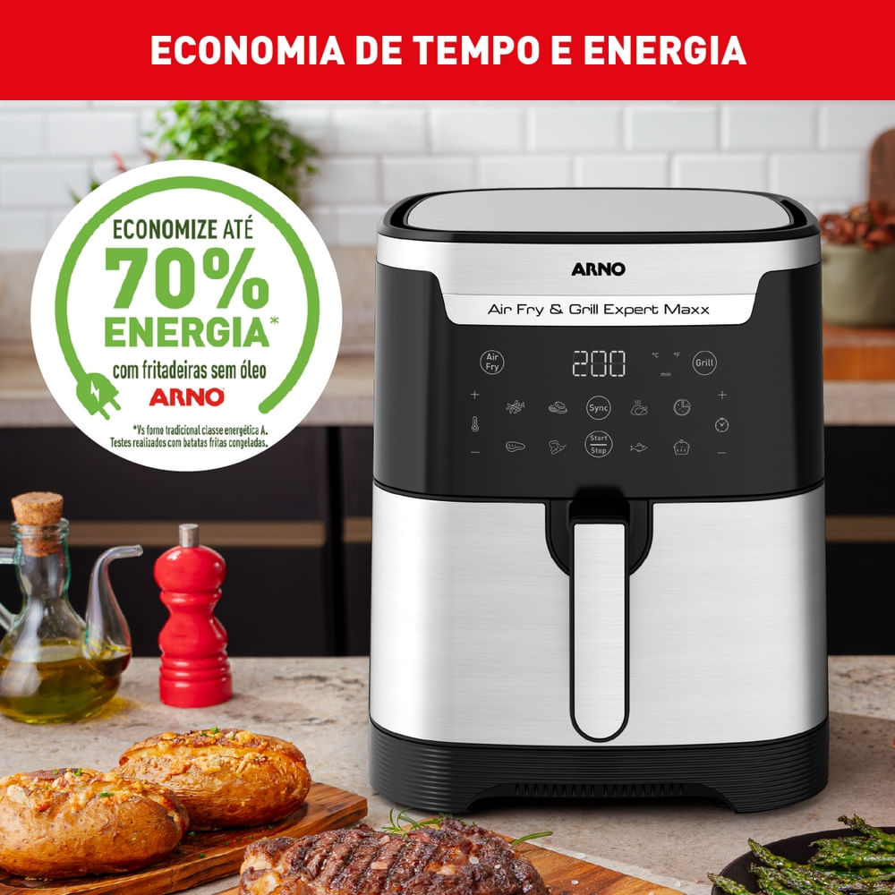 Fritadeira Air Fryer Arno Airfry & Grill Expert 6,5L Inox AFD6