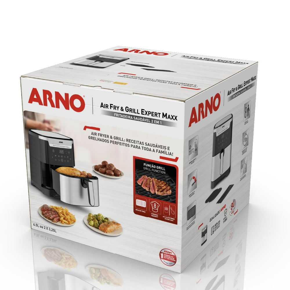 Fritadeira Air Fryer Arno Airfry & Grill Expert 6,5L Inox AFD6