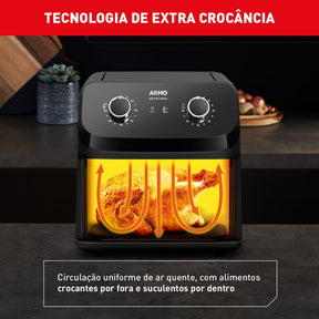 Fritadeira Air Fryer Arno Mega Mecânica 7,5L Preta AFM7