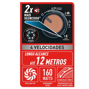 Ventilador de Mesa 40cm Arno X-TREME 9 4 Vel 160W VE94