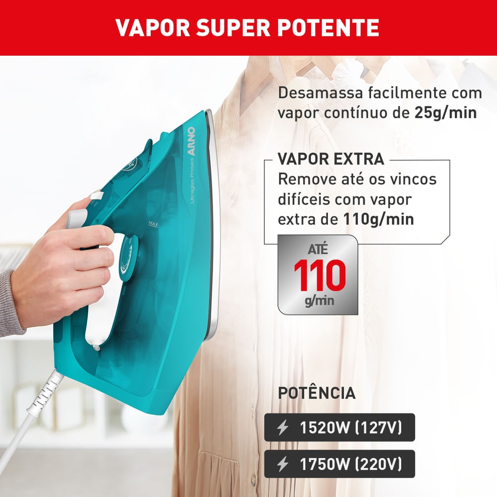 Ferro a Vapor Ultragliss Protect com Base Durilium Airglide FUP1