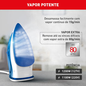 Ferro a Vapor Essentialgliss Azul com Base Antiaderente FEA1