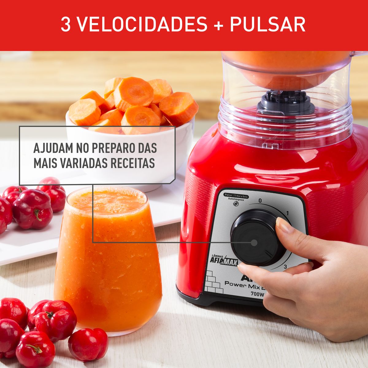 Liquidificador Arno Power Mix Essential Vermelho LQ18