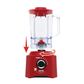 Liquidificador Arno Power Max Limpa Fácil 700W Vermelho com Lâminas Removíveis e Jarra de 3,1L LN61