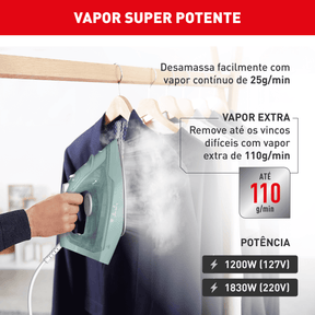 Ferro a Vapor Ecogliss Protect com Modo ECO e Desligamento Automático FECP