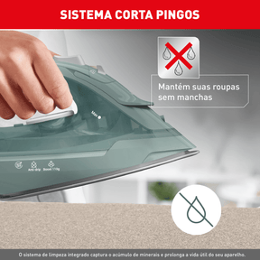 Ferro a Vapor Ecogliss Protect com Modo ECO e Desligamento Automático FECP