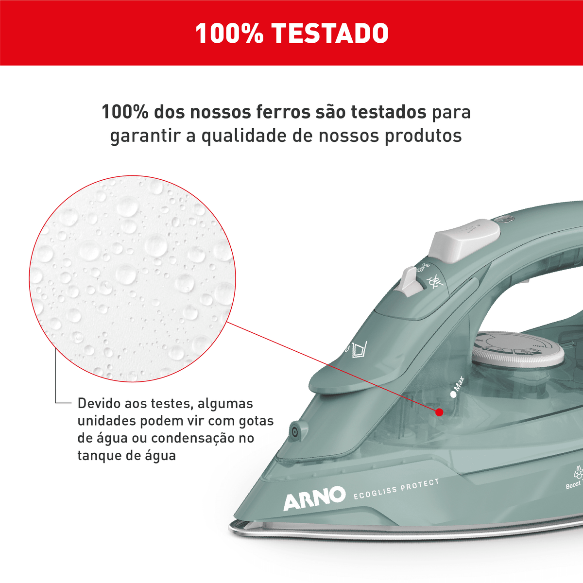 Ferro a Vapor Ecogliss Protect com Modo ECO e Desligamento Automático FECP