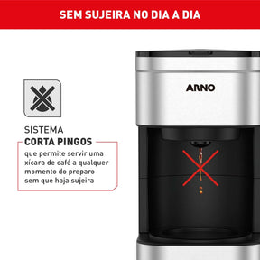 Cafeteira Filtro Arno Preferita Inox com 750ml de Capacidade e Jarra de Vidro CFPF