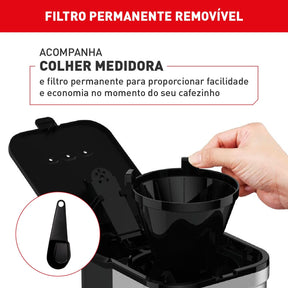 Cafeteira Filtro Arno Preferita Inox com 750ml de Capacidade e Jarra de Vidro CFPF