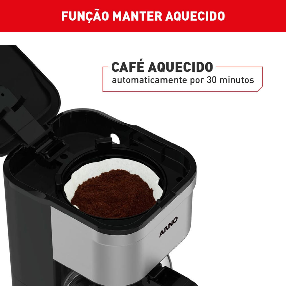 Cafeteira Filtro Arno Preferita Inox com 750ml de Capacidade e Jarra de Vidro CFPF