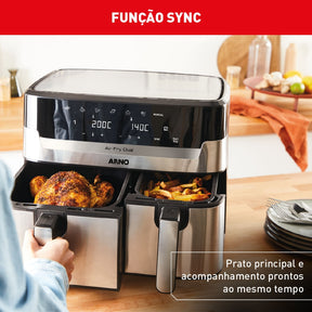 Fritadeira Air Fryer Arno Dual 5,2L+3,1L Inox AFD2