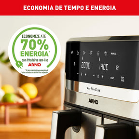 Fritadeira Air Fryer Arno Dual 5,2L+3,1L Inox AFD2