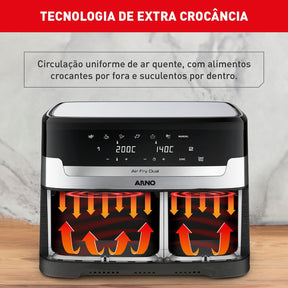 Fritadeira Air Fryer Arno Dual 5,2L+3,1L Inox AFD2