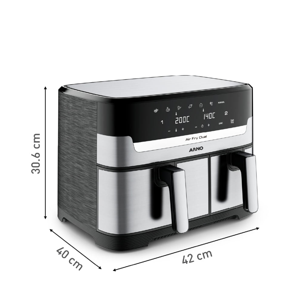 Fritadeira Air Fryer Arno Dual 5,2L+3,1L Inox AFD2