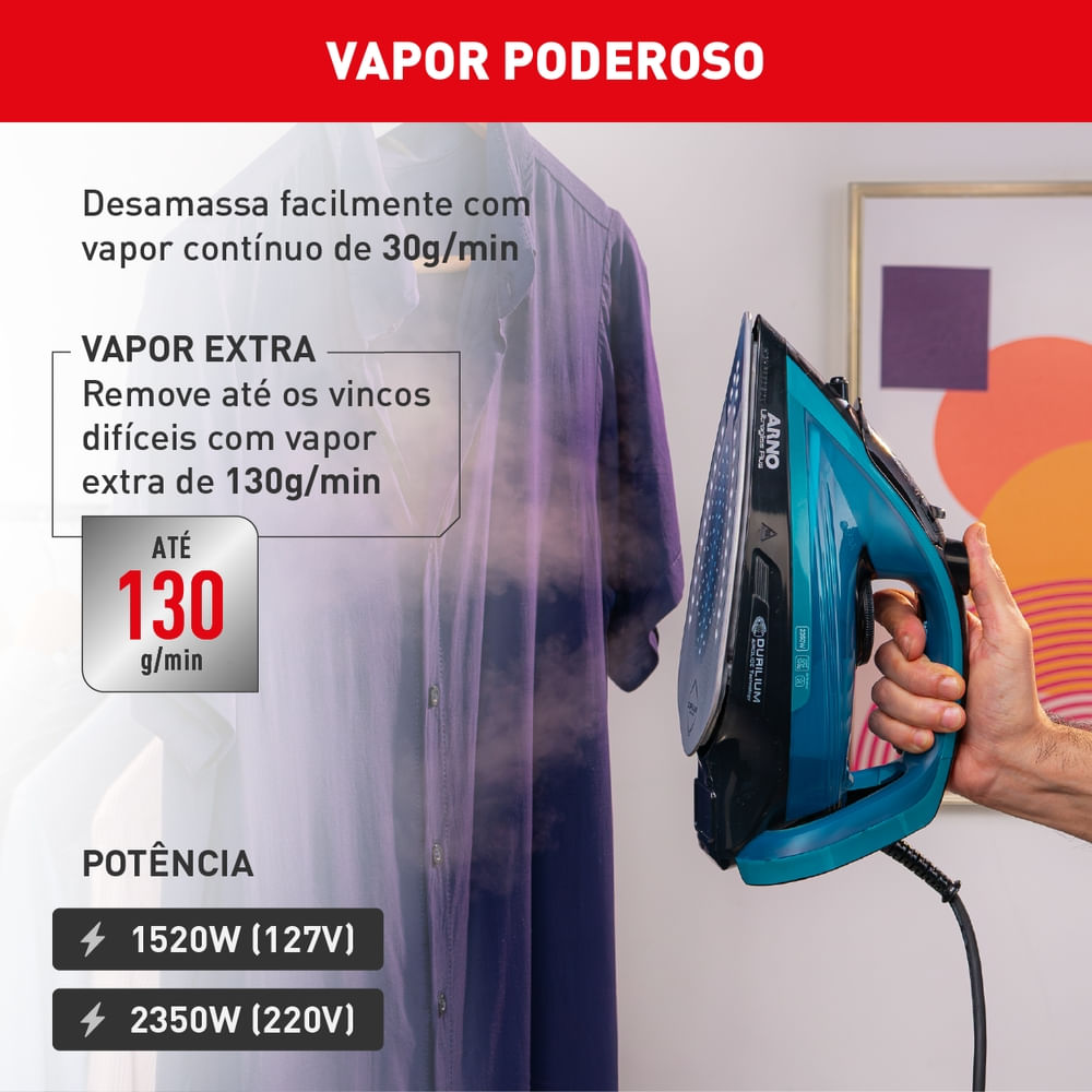 Ferro a Vapor Arno Ultragliss Plus com Base Durilium Airglide FMY