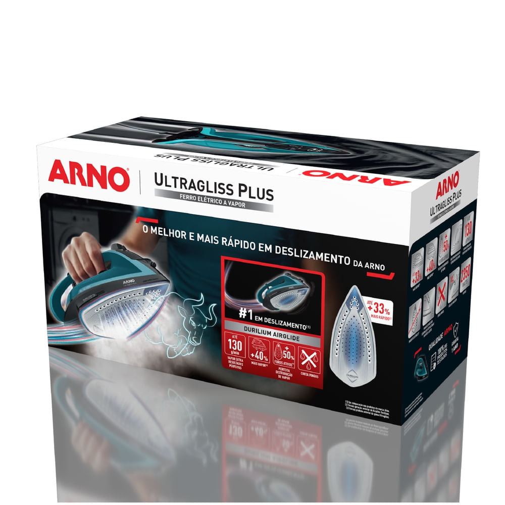 Ferro a Vapor Arno Ultragliss Plus com Base Durilium Airglide FMY
