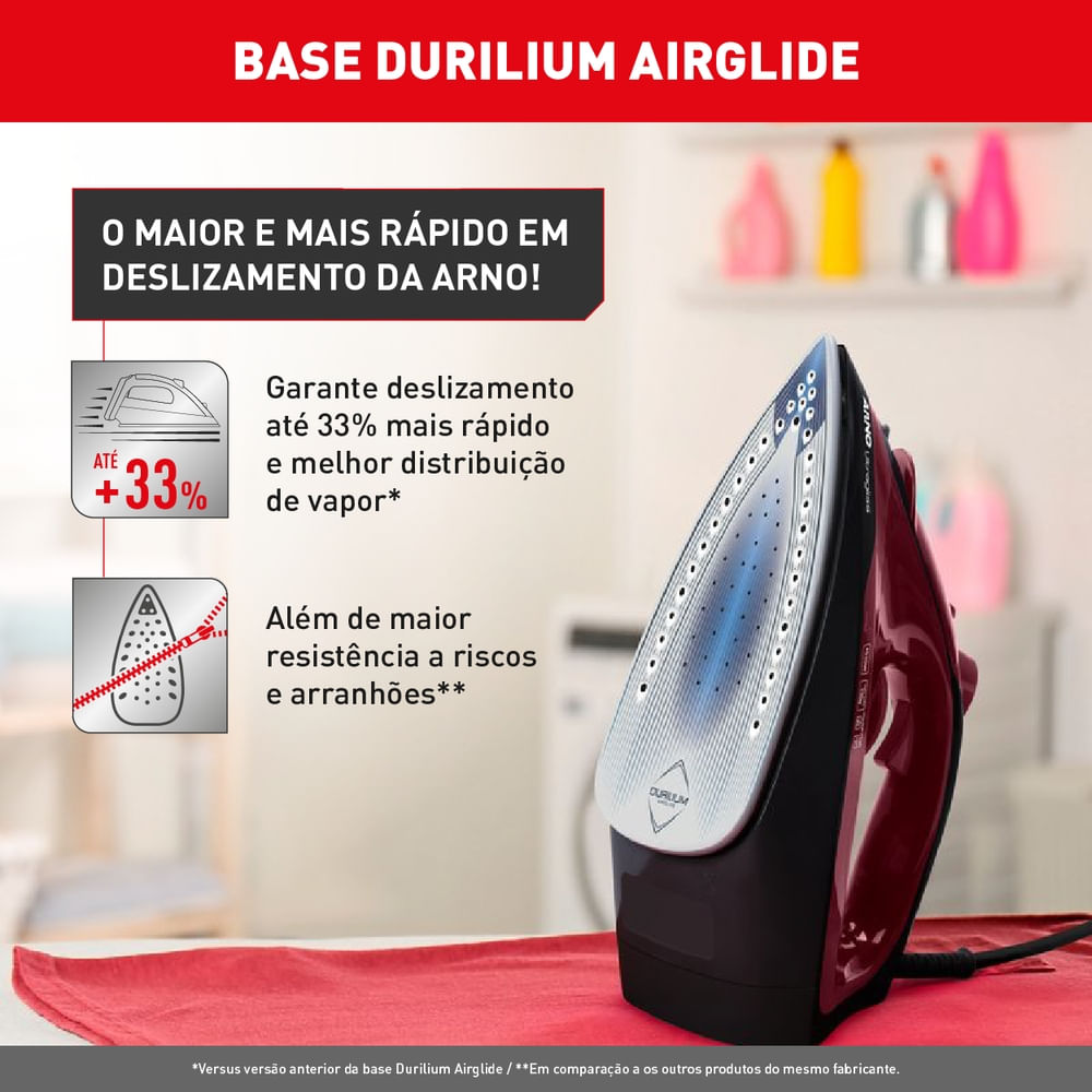 Ferro a Vapor Arno Ultragliss com Base Durilium Airglide FMV