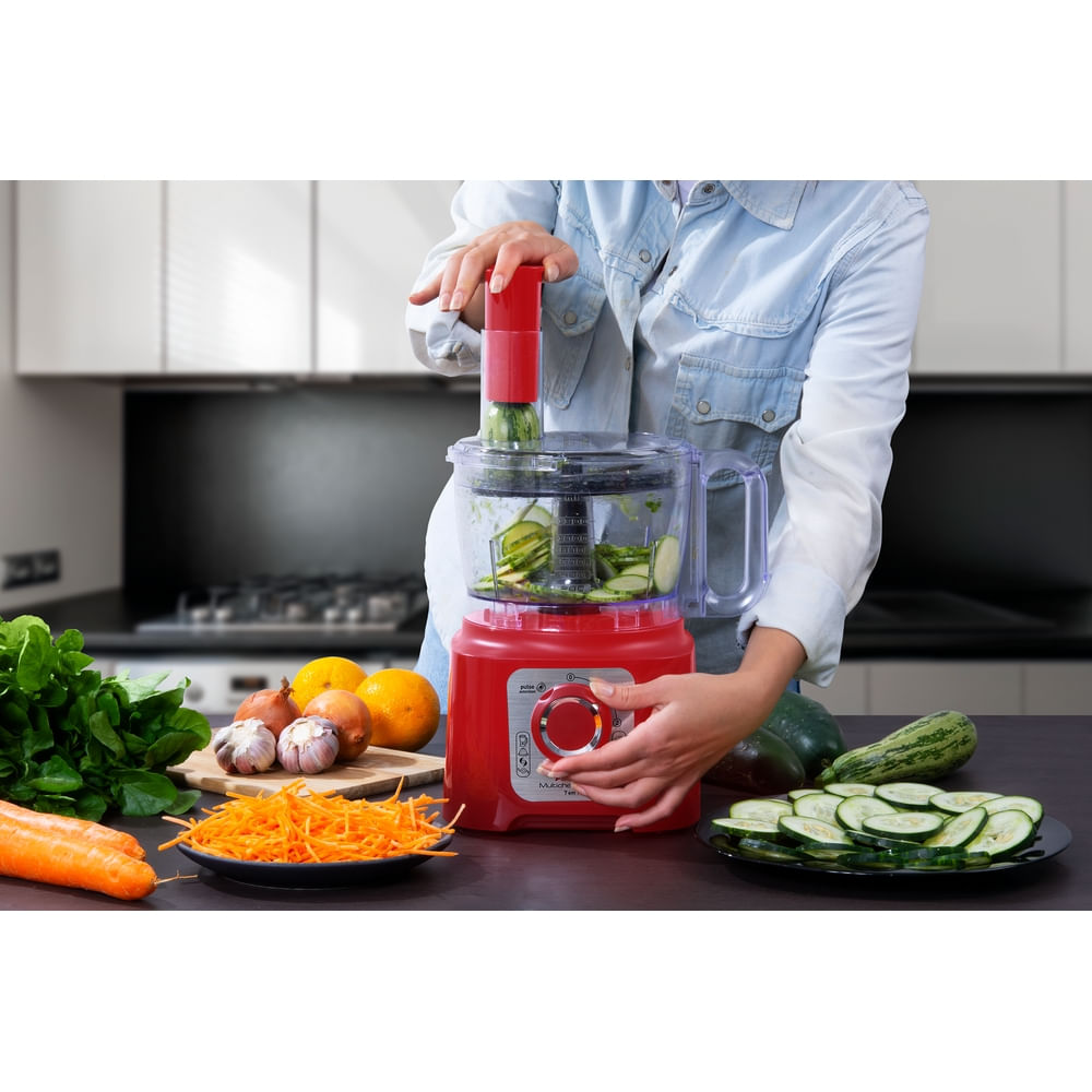 Multiprocessador de alimentos Arno Multichef 7 em 1 700W Limpa Fácil com Lâminas Removíveis Jarra de 3,1L Vermelho MP76