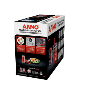 Multiprocessador de alimentos Arno Multichef 7 em 1 700W Limpa Fácil com Lâminas Removíveis Jarra de 3,1L Vermelho MP76