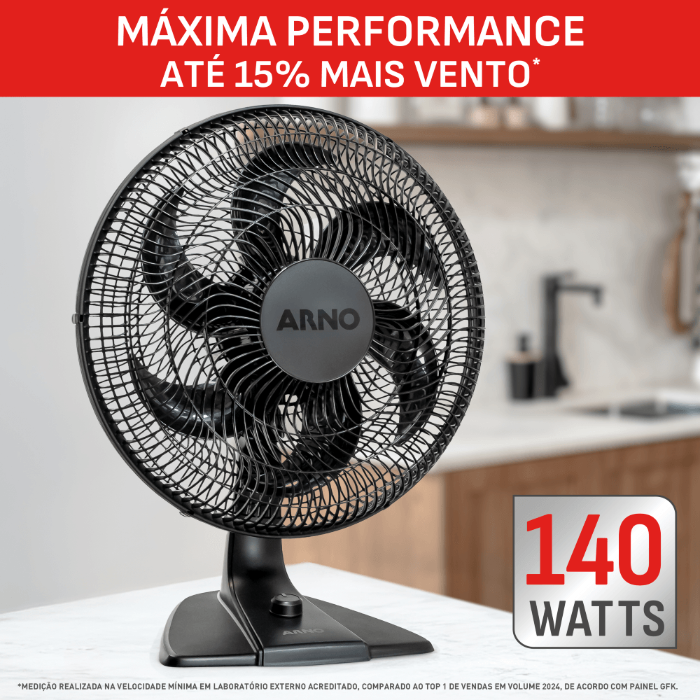 Ventilador de Mesa Arno Essential 40cm, 6 PÁS 140W VE2E