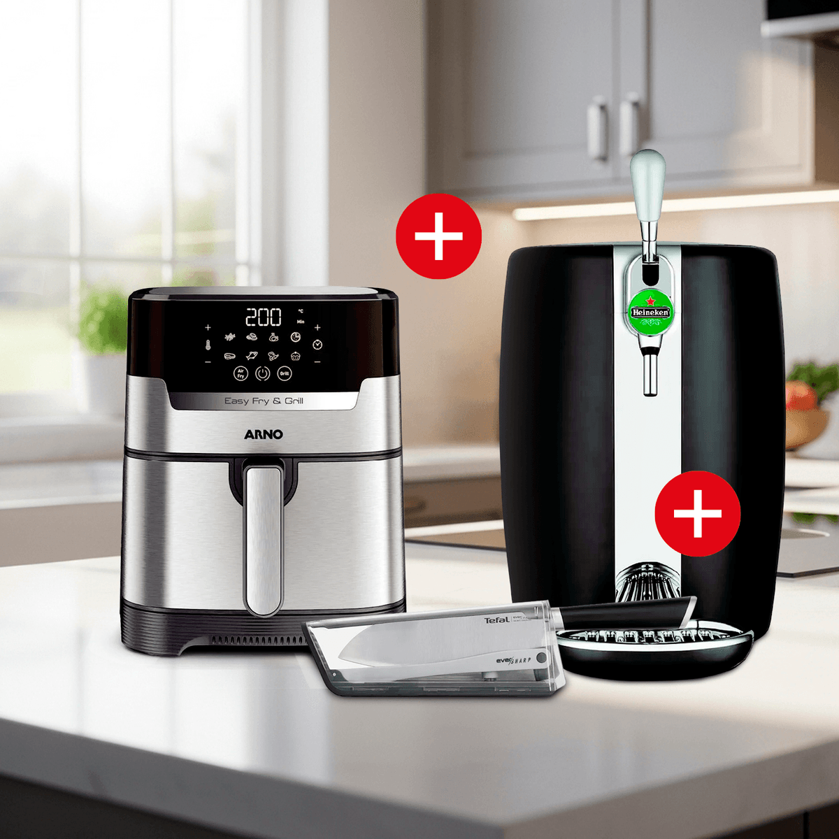 Kit Petisco e Chope: Airfryer Expert, Faca, Chopeira