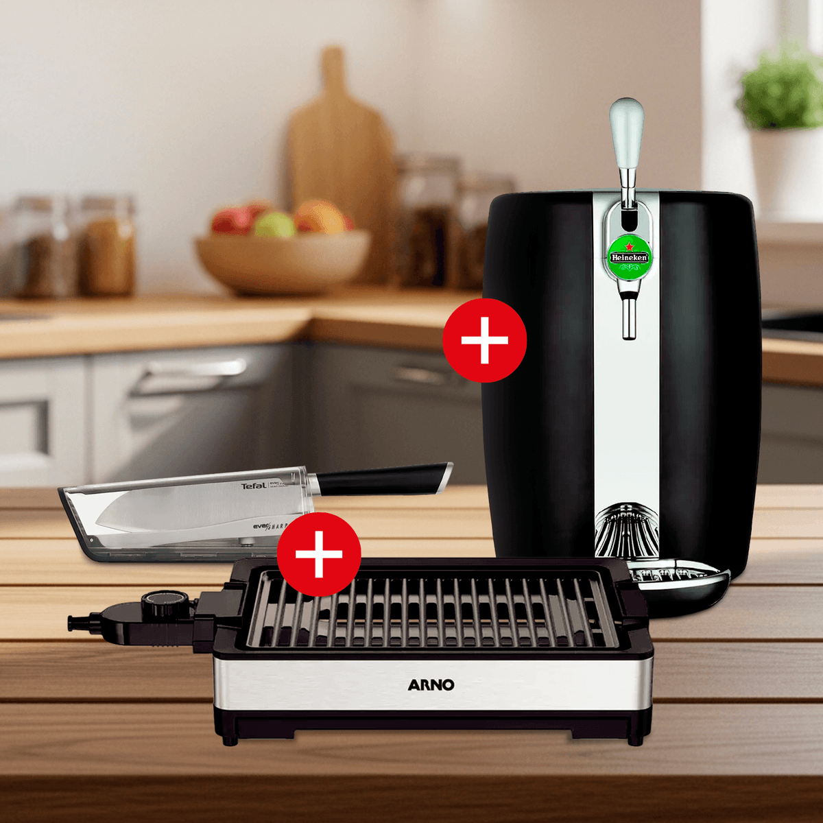 Kit Churrasco 1: Churrasqueira Elétrica, Faca, Chopeira