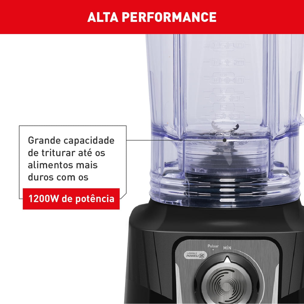 Liquidificador Arno Power Max Comfort Control 1200W Limpa Fácil Preto LN79