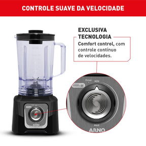 Liquidificador Arno Power Max Comfort Control 1200W Limpa Fácil Preto LN79
